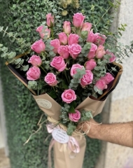 İthal Pembe gül buketi